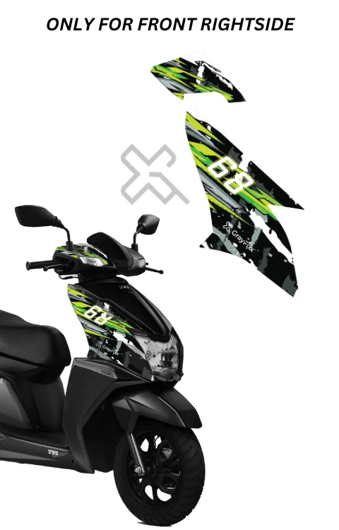 Grunge Edition Front Side Half Sticker Compatible with Ntorq 125 | Sticker Compatible with Ntorq Made In Premium Gloss Vinyl With FPF(Fade Protection Film), Water Proof, Precut Sticker, Pack Of 1